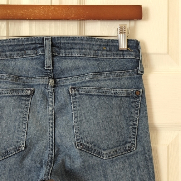 Pilcro Stet Distressed Patchwork Medium Wash Mid Rise Ankle Crop Skinny Jeans 26 - Picture 13 of 14